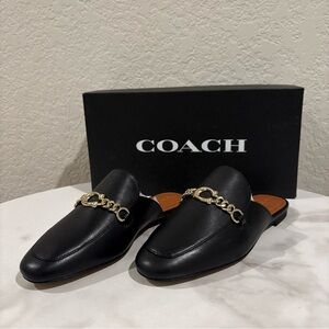 NWT Coach Size 5.5 Sofi Leather Slide Black with Box